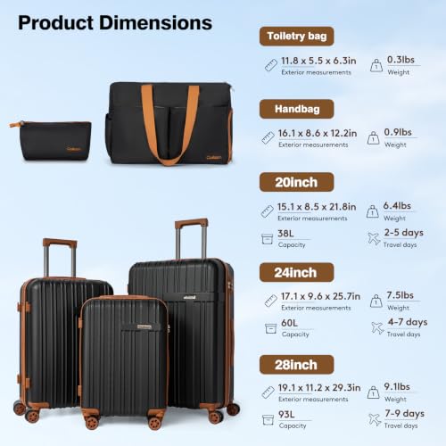 Luggage Sets 5 Pcs, Hardshell Lightweight Durable Suitcase With TSA-Lock by Cosbarn - Used condition - Image 8