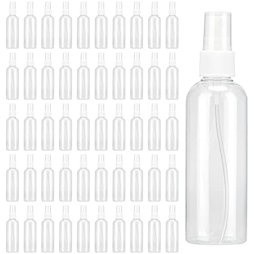 KEILEOHO 60 Pack 4oz Plastic Spray Bottles, Clear Small Fine Mist Clear Spray Bottles with Pump Spray Cap, Refillable Empty Plastic Bottles Travel Bottle Containers for Perfumes, Essential Oils
