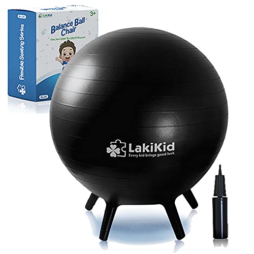 Buy 2 get 3 Balance Ball Chairs for Kids: LakiKid Flexible Seating Classroom Furniture- Stability Ball Chairs with Legs, Exercise Ball Chair, Yoga Ball Chair, Ideal Alternative Seating for Students (18"/45 cm)