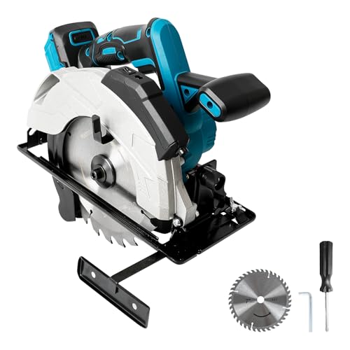 Akku-Kreissäge, kompatibel mit Makita 18 V Akku, 18 cm Elektrokreissäge mit 2 Klingen, 5000 U/min bürstenlos, 0-45 ° Abschrägung, für Holz, Fliesen, Metall, Kunststoff