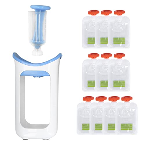 Herramienta portátil para exprimir puré que (Azul), Baby Squeeze Station Fruit Puree Squeeze Station Fabricante de alimentos para bebés con bolsa para apretar Herramientas de cocina para el hogar