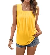 Ladlop Womens Summer Tops Loose Pleated Tanks 2025 Trendy Orange