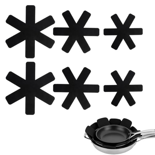 JEYORZY 6pcs Salvamanteles de Tela no Tejidas, Protector de Olla, Sostenedor de Pote de Estera Antideslizante, Almohadillas Separadoras de Tela no Tejidas, para Aislamiento,20/26/30mm(Negro)