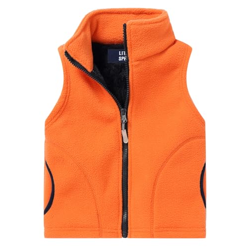 Image of LittleSpring Kids Fleece Vest with Fur Lined Zip Up Warm Thickening Winter Sleeveless Jacket
