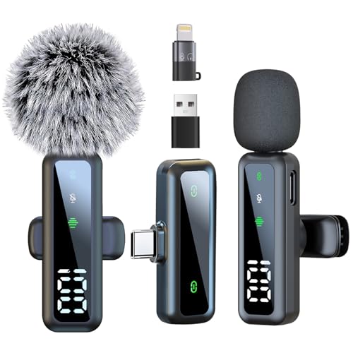 AUSLET Wireless Lavalier Lapel Microphone for Android/iPhone/Laptop Plug and Play Noise Reduction 2.4GHz Wireless Mic Ideal for Interview Podcast Vlog YouTube Live Streaming (2TX+1RX)