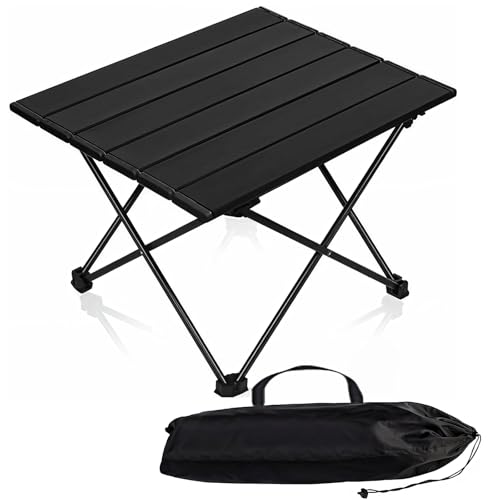 Nuoyiman Folding Camping Table, Outdoor Lightweight Portable Camping Table with Carrying Bag, Small Compact Picnic Aluminum Roll Up Tables for Camping, Picnic, Beach, Fishing, BBQ, Cooking, Outdoor