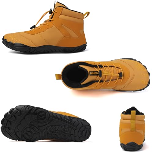 LELEBEAR Barefoot Shoes Men Women Wide Toe Box Winter Cross Trainer Zero Drop Sole Cotton Boots Sneakers,Winter Shoes4