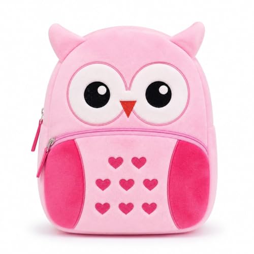 Image of Cartoon Plush Kids School Bag 2-6 Years | Soft Toy Backpack for Boys & Girls | Toddler Nursery Preschool Bag | Lightweight Adjustable Straps