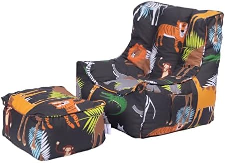 Ready Steady Bed Kids Bean Bag Chair With Footstool | Child Play Safe Soft Seat Playroom Sofa | Ergonomically Designed Toddler Armchair | Comfy Children Furniture (Moonlight)