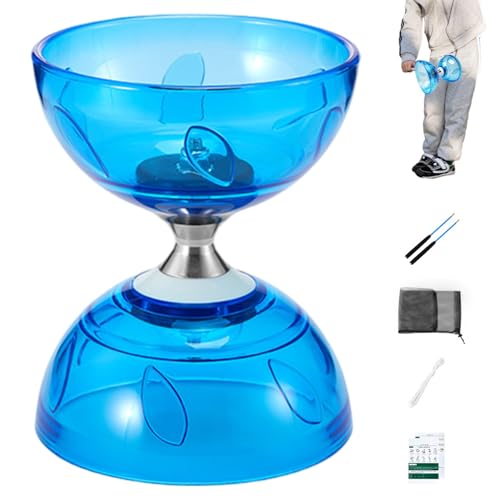 Diabolo triple roulement bleu grand format et sac de transport