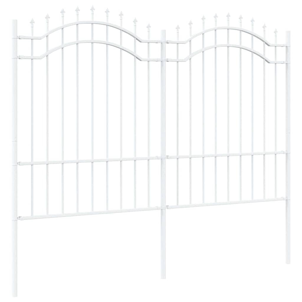 Garden Fence Woerden White 240 x 190 cm Powder Coated Steel Rust Proof Weather Resistant Outdoor Boundary for Flower Beds Vegetable Patio Decorative