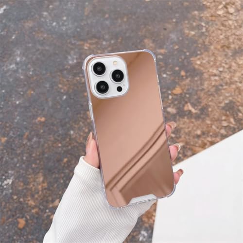 Coque de luxe pour iPhone 11 Pro avec miroir de maquillage intégré chic et antichoc or rose