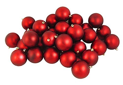 32ct Matte Red Hot Shatterproof Christmas Ball Ornaments 3.25" (80mm)