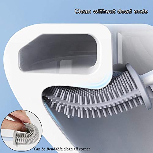 Escova de vaso sanitário flexível de silicone com suporte, nova escova de limpeza para vaso sanitári