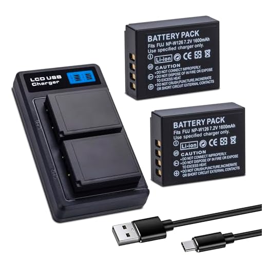 2-Pack 1600mAh NP-W126 NP-W126S Battery with USB-C Dual Charger for Fuji X100F, X100V, X100VI, X100VI, X-S10, X-A5, X-A10, X-E4, X-Pro2, X-Pro3, X-T1, X-T2, X-T3, X-T10, X-T20, X-T30 II, X-T100