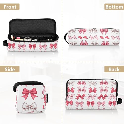 Bolsa de viaje para herramientas de cabello Red Bow Knots Marble, resistente al calor, para planchas, rizadores, cepillos y accesorios de cuidado capilar, organizador portátil miniatura 5
