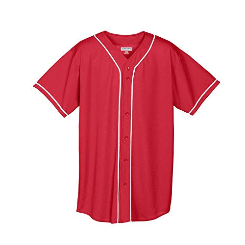 Augusta Sportswear mens Augusta Wicking Mesh Button Front With Braid Trim Jersey, Red/White, Small US