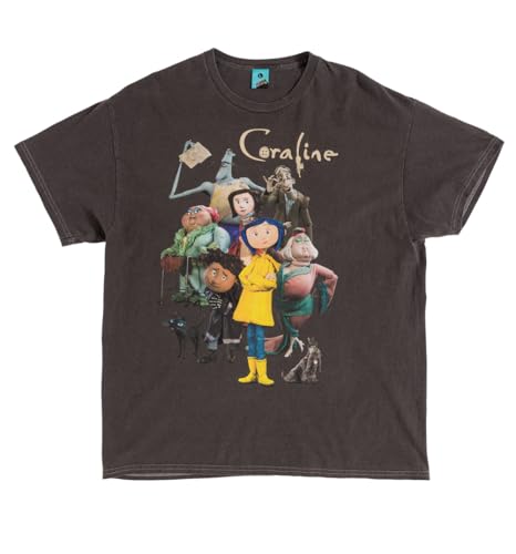TruffleShuffle Coraline Good and Evil Vintage Wash Charcoal T Shirt with Back Print