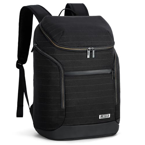 Lekespring Herren Laptop Rucksack, 15,6 Zoll Wasserdichter Backpack 25L Rucksäcke Schulrucksack für Business Arbeit Pendeln Geschäftsreisen - Schwarz