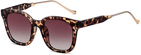 SOJOS Classic Square Polarized Sunglasses Womens Mens Retro Trendy Shades UV400 Sunnies SJ2050, Leopard/Purple