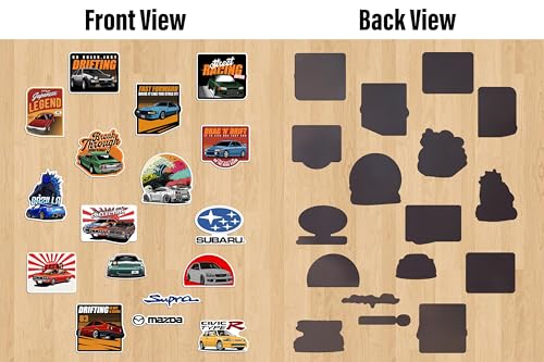 Image of WallDesign Race-Ready JDM Car Fridge Magnet Set - Authentic Designs for Japanese Speed Culture Fans, Cute Inspirational Magnets (Set of 17)