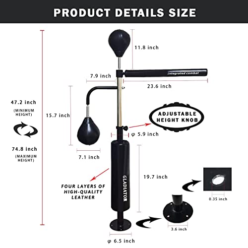 Reaction Punching Bag,Boxing Bag For Adults And Teens,Boxing Gym Equipment,360 Spinning Bar With Dual Punching Balls For Training,Stress Relief & Fitness,Black(Base Not Included) #TOP4