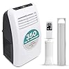 SereneLife Portable Electric Air Conditioner Unit-900W 8000 BTU Power Plug-in AC Cold Indoor Room Conditioning System with Cooler, Dehumidifier, Fan, Exhaust Hose, Window Seal, Wheels, Remote (SLPAC8)