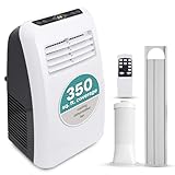 SereneLife SLPAC8 SLPAC 3-in-1 Portable Air Conditioner with Built-in Dehumidifier Function,Fan Mode, Remote Control, Complete Window Mount Exhaust Kit, 9,000 BTU, White