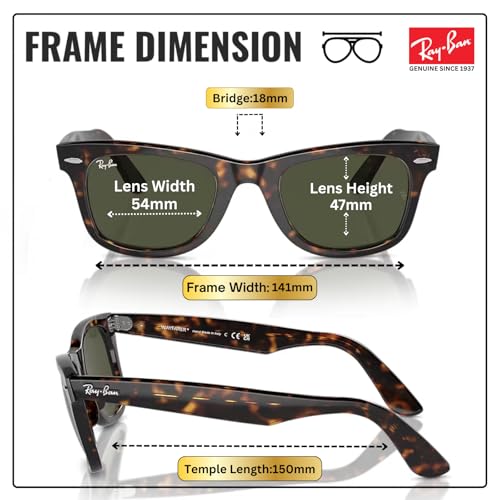 Image of Ray-Ban RB2140 ORIGINAL WAYFARER CLASSIC Square Shape Sunglasses for Men & Women with Official Eyewear Kit