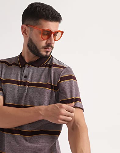 Image of INKKR Striped Men Polo Neck Half Sleeve T-Shirt