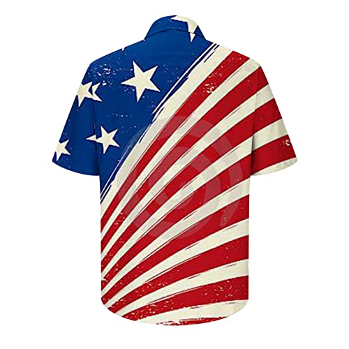 Dgoopd Mens Shirts Short Sleeve Hawaiian Shirts Patriotic Tie Dye Shirt 4Th Of July American Flag Shirt Summer Button Down Shirt Independence Day Blouse Tops #TOP4