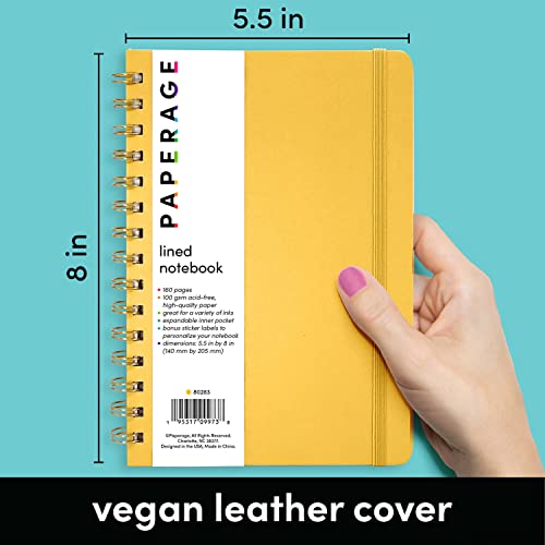 Paperage Lined Spiral Journal Notebook, (Yellow), 160 Pages, Medium 5.7 Inches X 8 Inches - 100 Gsm Thick Paper, Hardcover, Double-Wire Spiral Journal & Notebook #TOP1