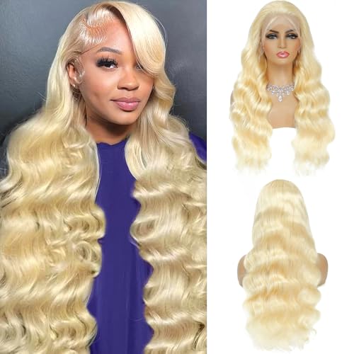 Waimro 613 13x6 Lace Front Wig Human Hair 210 Density Blonde Wig Human Hair Body Wave Lace Front Wigs Pre Plucked 613 HD Lace Frontal Wig Glueless Wigs 38 Inch