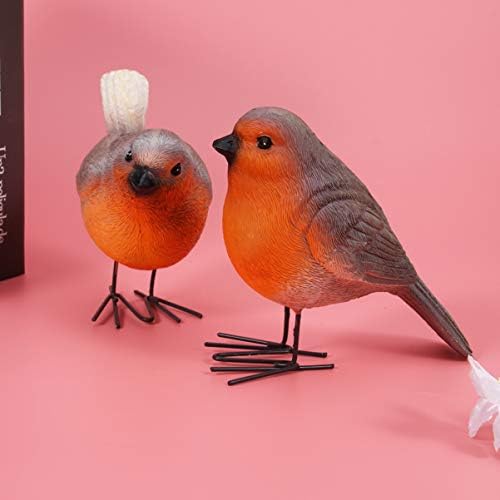 Garneck Set of 2 Robins Figurines - Resin Birds Garden Ornaments Realistic Robins Statues, Intricate Detailed Garden Decor Statue for Easter Christmas Decoration Indoor Outdoor