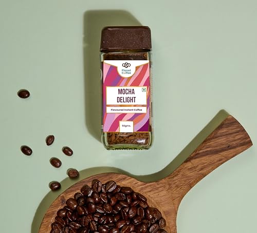 Image of Planet Coffee | Mocha DELIGHT Coffee | 50 Gms Jar | Pure Arabica | Freeze-Dried Instant Coffee | No Added Sugar | Makes 25 Cups | Medium Roast | Flavoured Coffee
