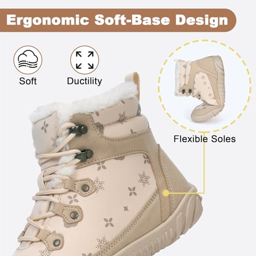 Image of Winter Footwear Barefoot Shoes Women Men Zero Drop Barefoot Hiking Boots Slip On Warm Waterproof Snow Boot Minimalist Wide Toe Ankle Booties Five Finger Hike Shoes Outdoor
