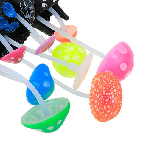 Bitray Aquarium Decorations Glowing Artificial Mushroom Multi Color Plastic Aquarium Ornament For Fish Tank Aquarium Landscape #TOP2