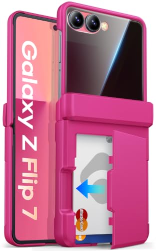 Image of ASAFCASE for Galaxy Flip 7 Case Wallet with Privacy Screen, Hot Pink | Card Holder (2-3 Cards), Hinge Protection, Military Drop Protection, Heavy Duty Protective Phone Cover for Samsung ZFlip 7