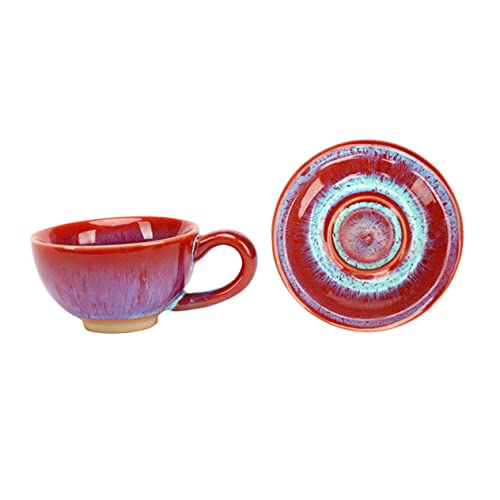 Angoily 1 Juego Taza De Café y Plato Tazas De Capuchino Con Cuchara Tazas y Platillos De Té Tazas De Café Capuchino Tazas De Café De Porcelana Taza y Plato Portátil Copa De Vino Cerámica
