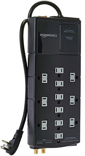 Amazon Basics 12-Outlet Surge Protector, 4,350 Joule, 10-Foot Cord