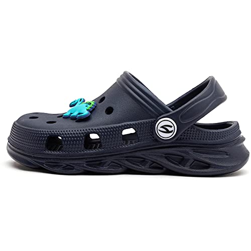 HOBIBEAR Boys and Girls Classic Graphic Toddler Garden Clogs Slip on Water Shoes (Navy-Size 9 Toddler) - Thumbnail 3