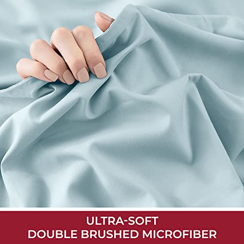 Mellanni California King Sheet Set - Iconic Collection Bedding Sheets & Pillowcases - Hotel Luxury, Extra Soft, Cooling Bed Sheets - Deep Pocket Up To 16 Inch - Easy Care - 4 Pc (Cal King, Baby Blue) #TOP5