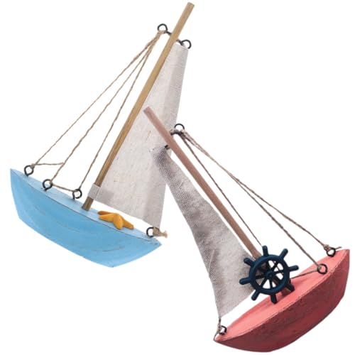 DECHOUS 2Pcs Sailboat Model Miniature Mediterranean Sailing Boat Decor for Home Office Nautical Themed Decoration Lightweight and Craft