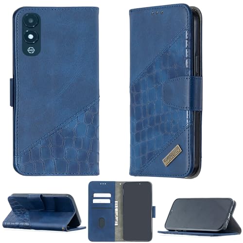 jioeuinly Case Compatible for Vortex Zg65 Pro Phone Case Cover Flip Stand Cover Stitching Style Wallet Case Blue