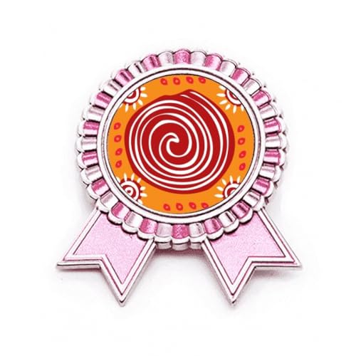 Broche Totems du Mexique en métal rose et sa vis rouge de précision