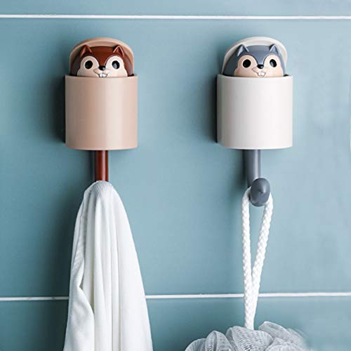 2Pcs Creative Squirrel Wall Hook Key Holder, Kids Cute Coat Wall Hooks For Hanging, Adhesive Shower Towel Hooks For Bathrooms Wall Mounted, Hat Key Hooks Decorative For Wall, Small Keychain Hook #TOP3