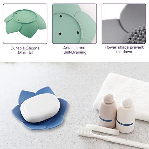 Mxclimate Silicone Soap Dishes With Draining 5 Pack,Bar Soap Holder,Bathroom Soap Tray,Soap Case For Shower Kitchen,Silicone Soap Storage Tray For Counter,Bathtub (White,Grey,Pink,Blue,Green) #TOP2