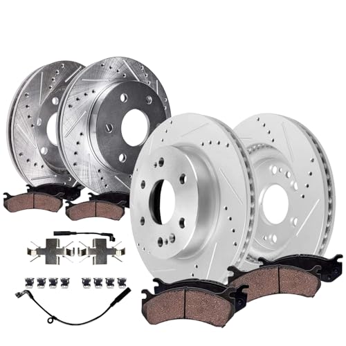 Detroit Axle - 8pc Brake Kit for Chevy GMC Silverado Sierra 1500 Yukon XL Escalade ESV Drilled &...