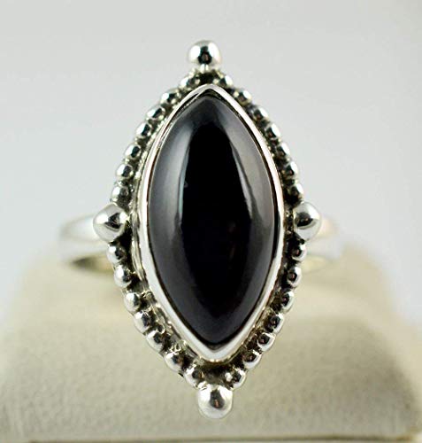 Navya Craft Black Onyx Marquise 925 Sterling Silver Handmade Statement Women Ring, Black Gemstone Ring, Boho Jewelry For Christmas Anniversary Birthday Valentine Day Gift Wife Her Mother Sister #TOP4