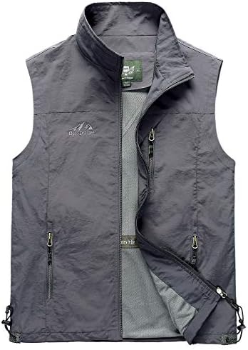 Hixiaohe Men's Casual Lightweight Outdoor Vest Work Fish Photo Travel Vest (Gray, xl)